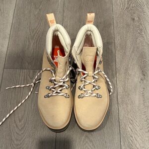 Sorel Beige Hiking Boots with orange accents